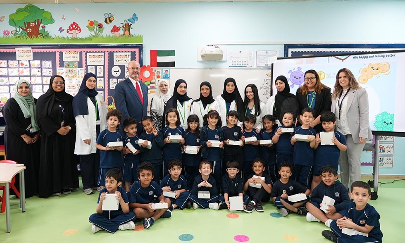 Hand-hygiene lesson at Al Ittihad Private School